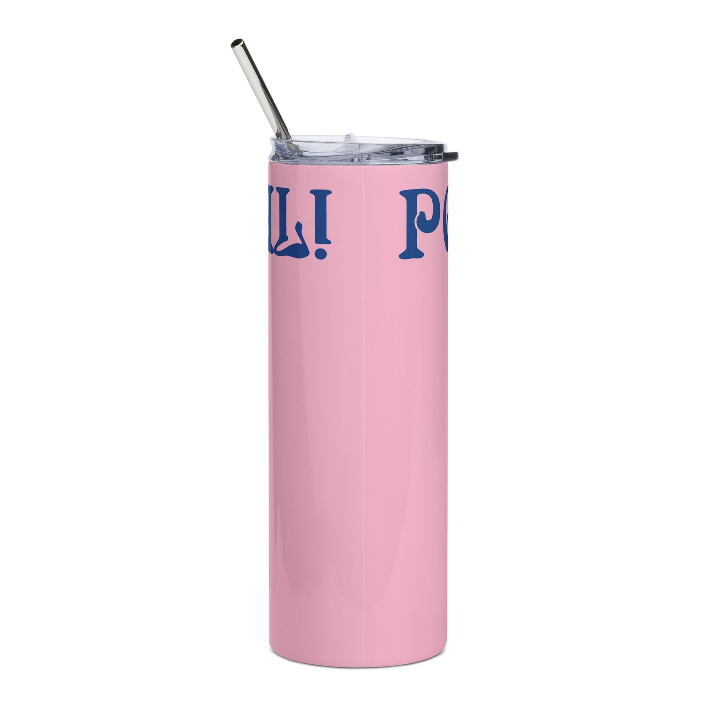 “POWERFUL!”Cotton Candy Stainless Steel Tumbler W/Blue Font