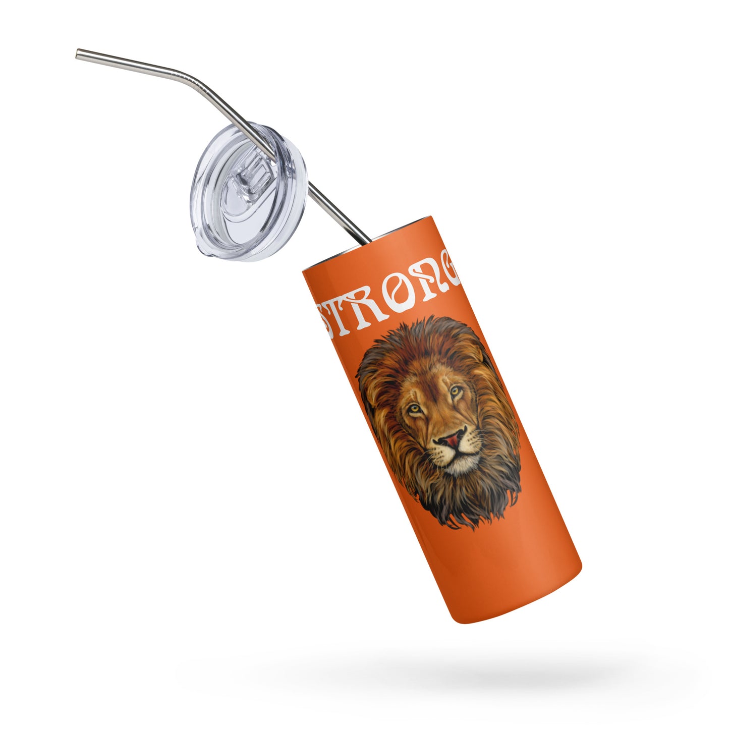 “STRONG”Orange Stainless Steel Tumbler W/White Font