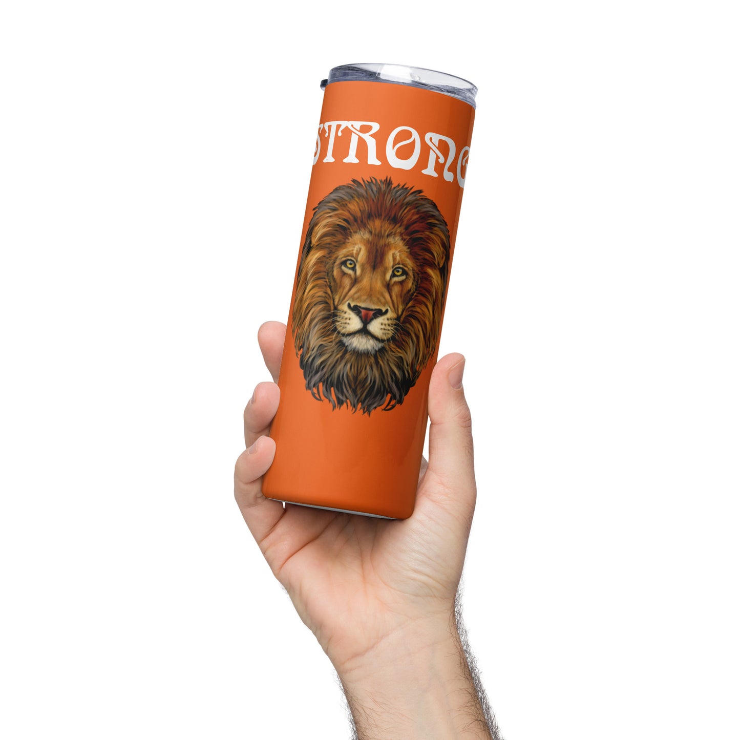 “STRONG”Orange Stainless Steel Tumbler W/White Font