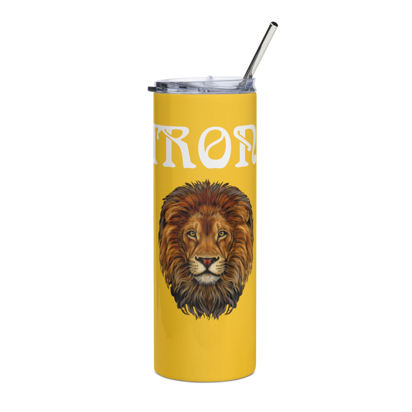“STRONG”Yellow Stainless Steel Tumbler W/White Font