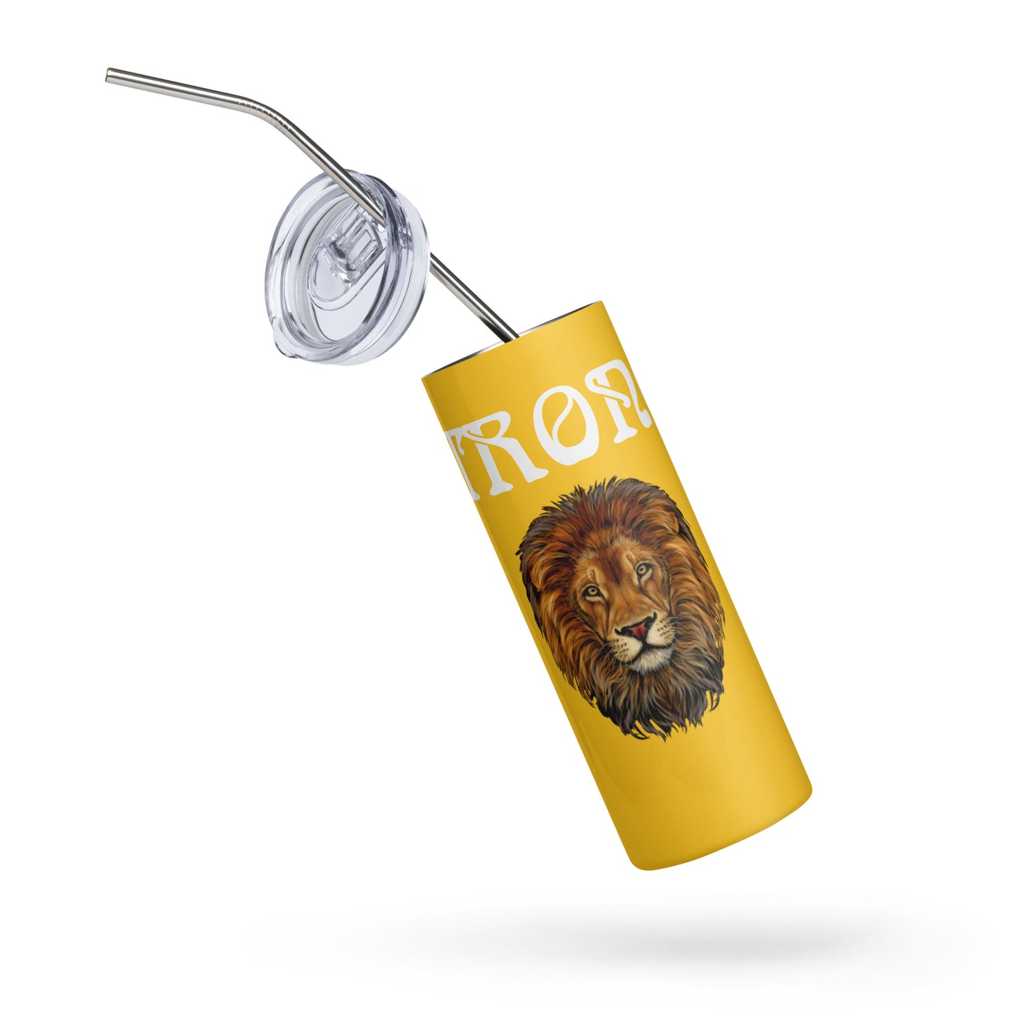 “STRONG”Yellow Stainless Steel Tumbler W/White Font