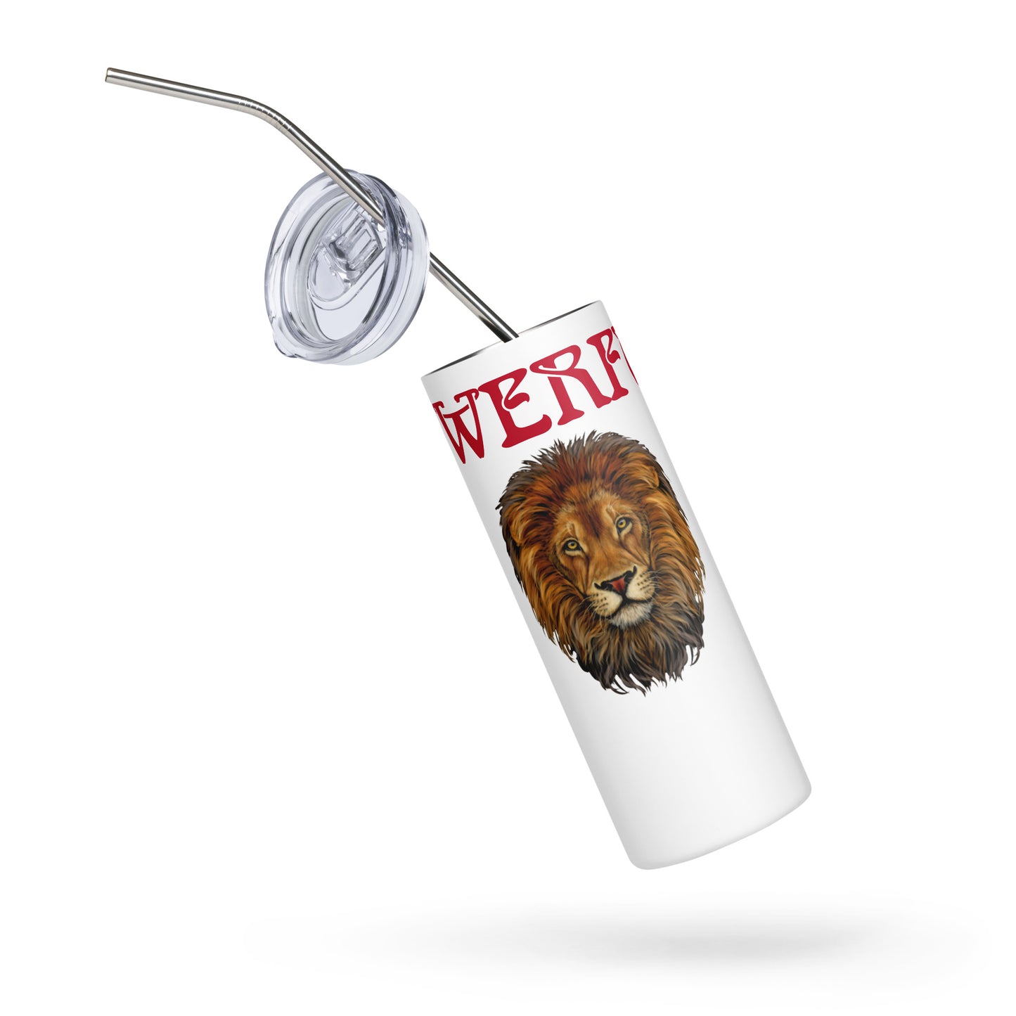“POWERFUL!”Stainless Steel Tumbler W/Red Font