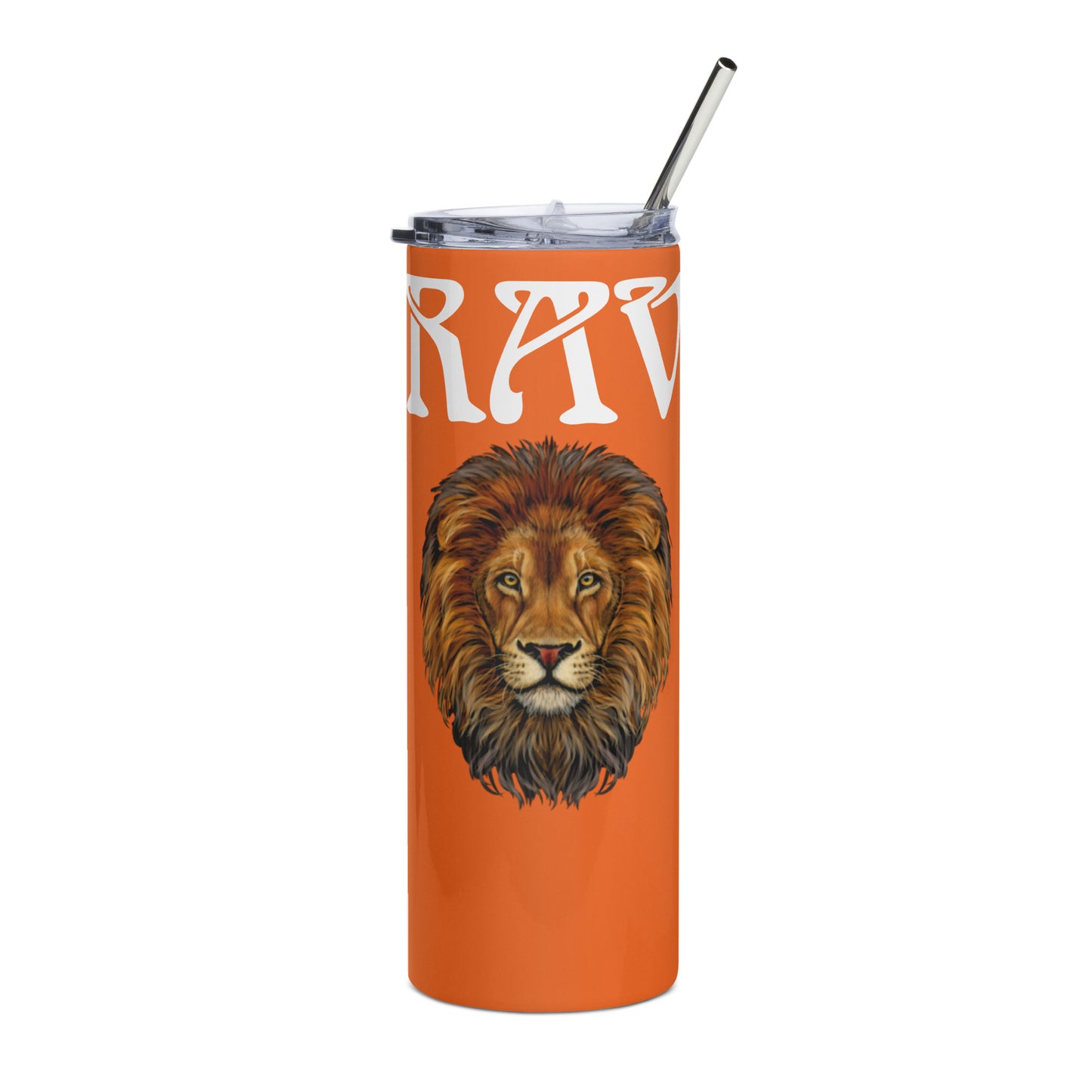 “BRAVE!”Orange Stainless Steel Tumbler W/White Font