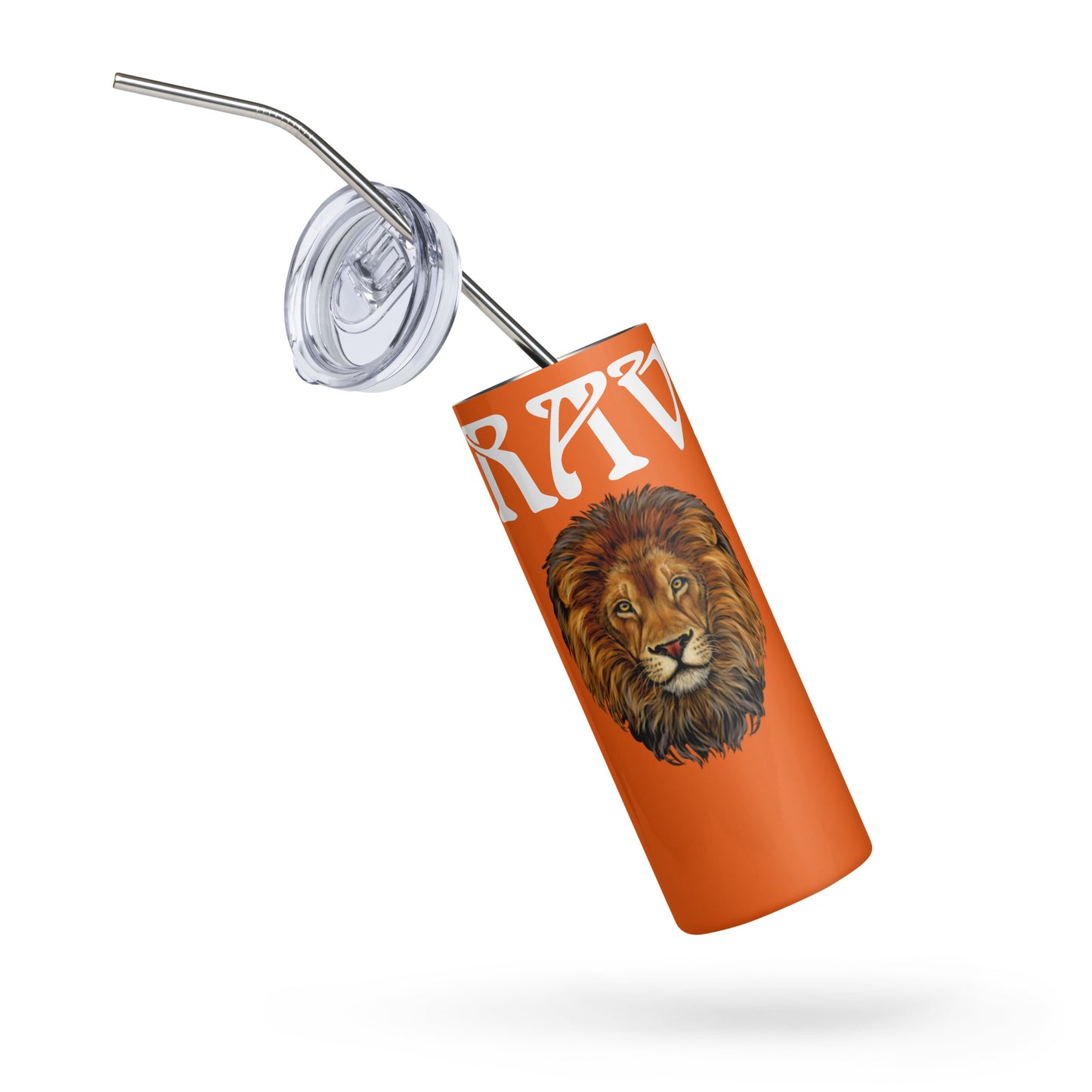 “BRAVE!”Orange Stainless Steel Tumbler W/White Font