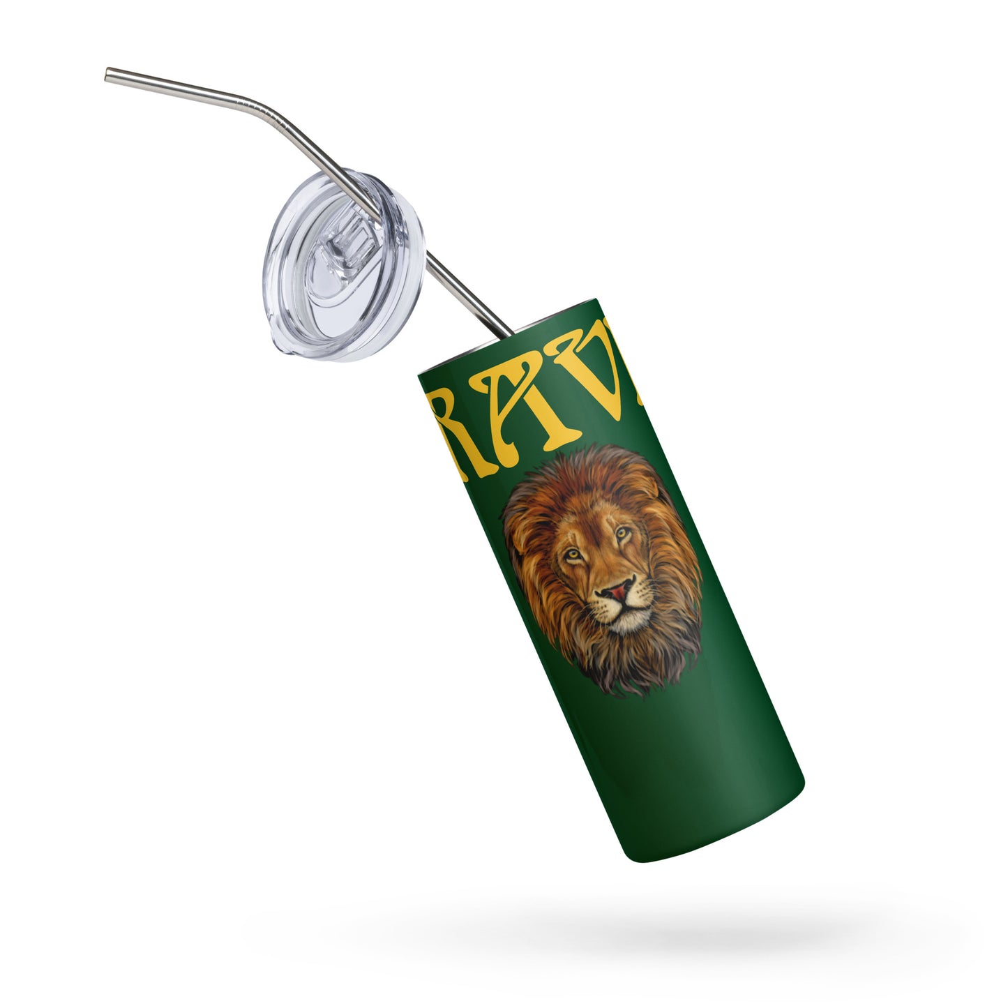 “BRAVE!”Green Stainless Steel Tumbler W/Yellow Font
