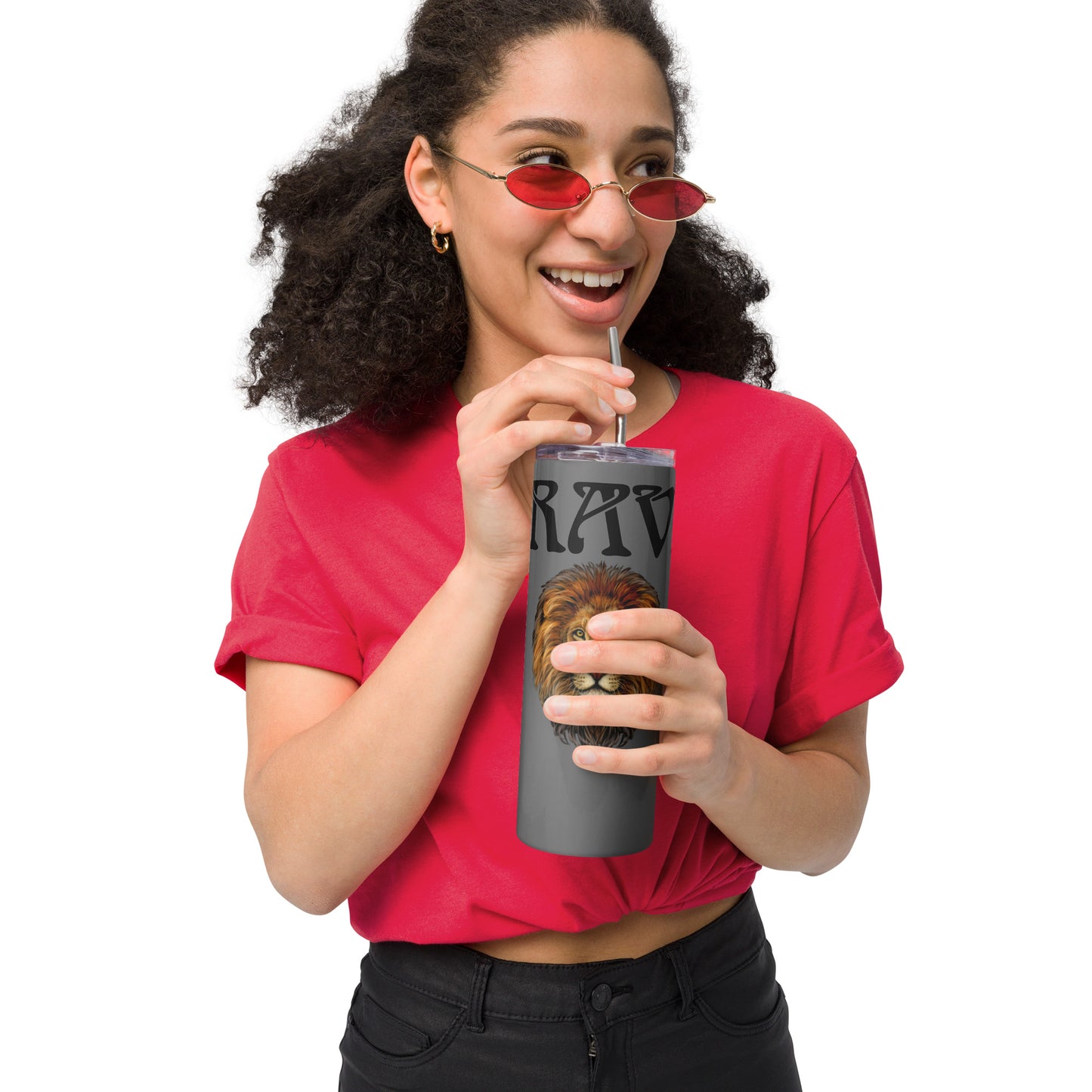 “BRAVE!”Grey Stainless Steel Tumbler W/Black Font