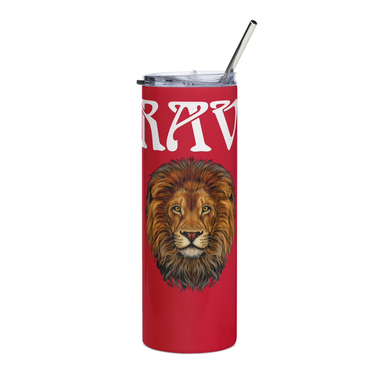 “BRAVE!”Red Stainless Steel Tumbler W/White Font