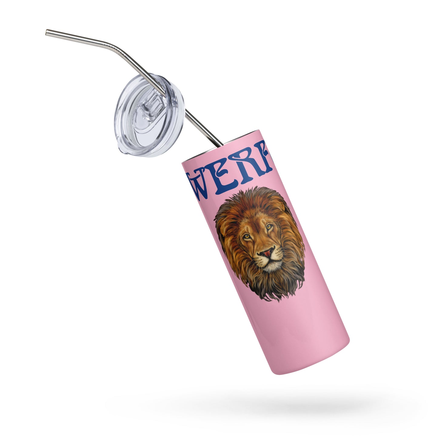 “POWERFUL!”Cotton Candy Stainless Steel Tumbler W/Blue Font