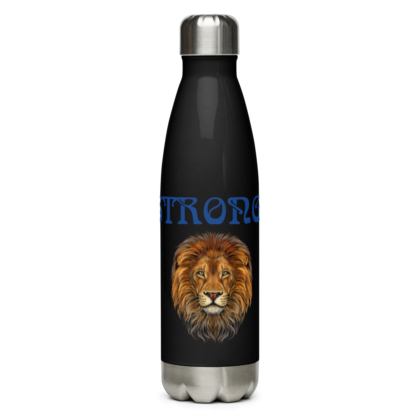 “STRONG”Stainless Steel Water Bottle W/Blue Font