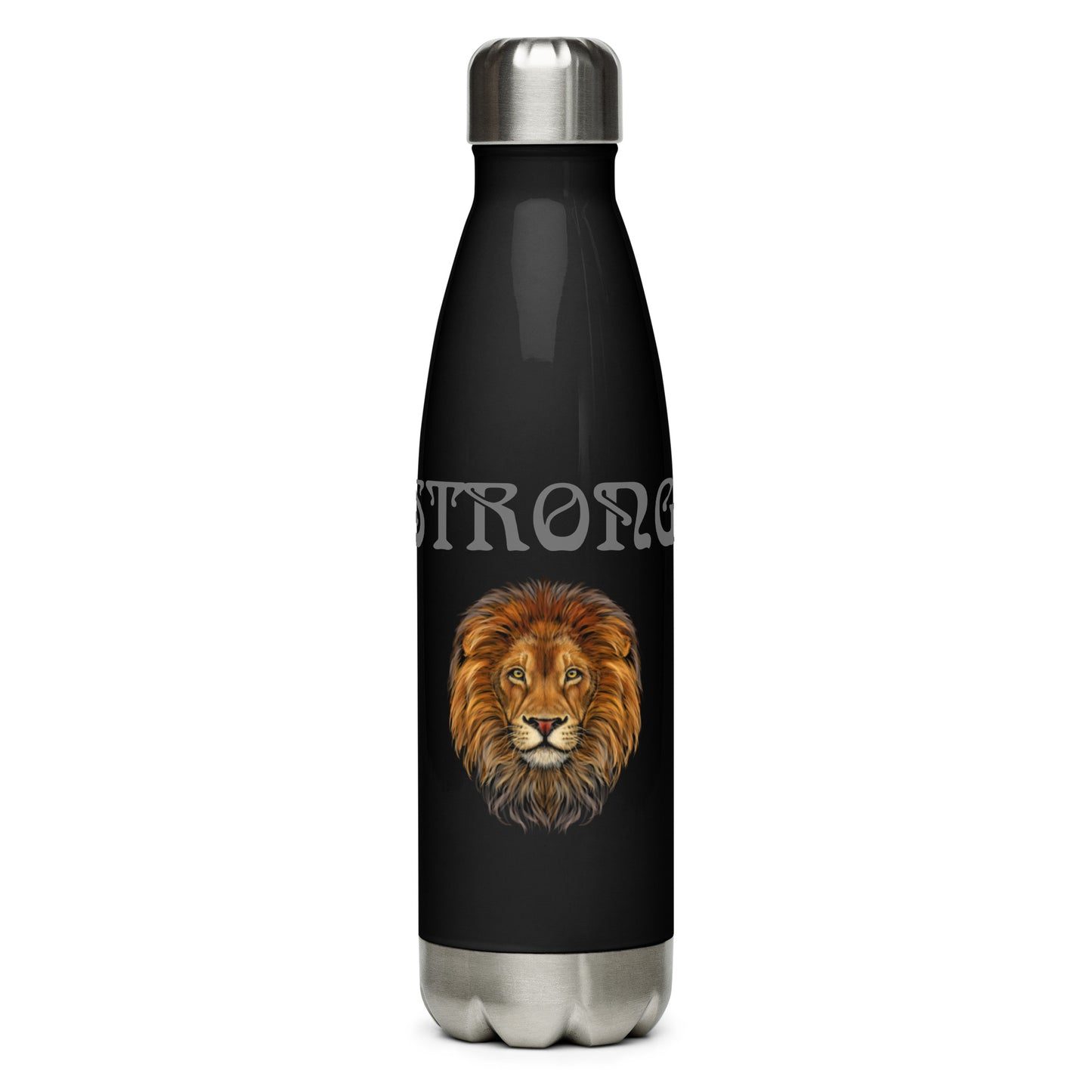 “STRONG”Stainless Steel Water Bottle W/Grey Font