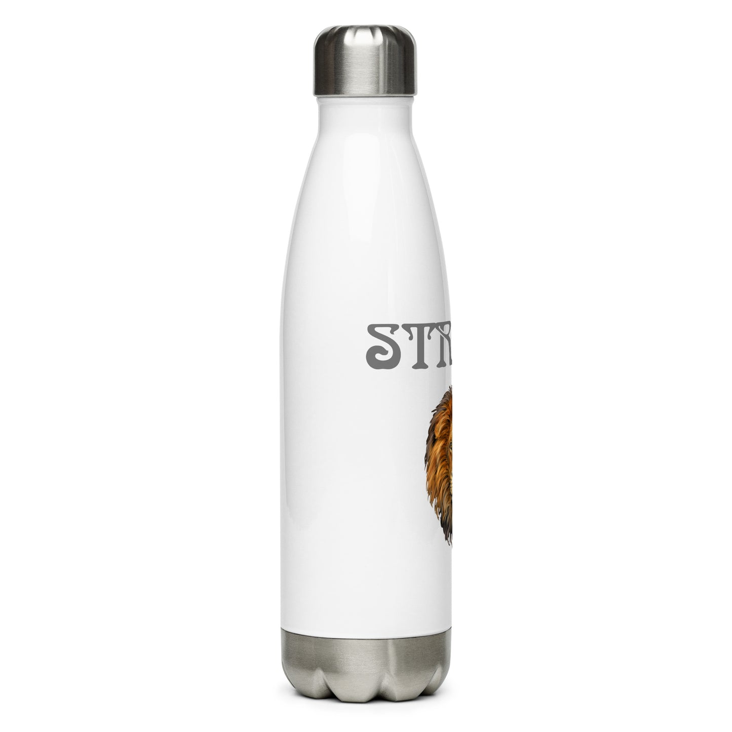 “STRONG”Stainless Steel Water Bottle W/Grey Font