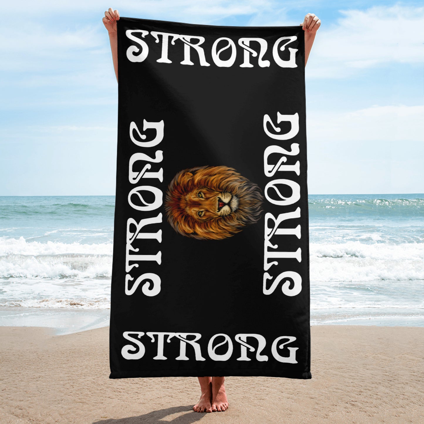 “STRONG”Black Towel W/White Font