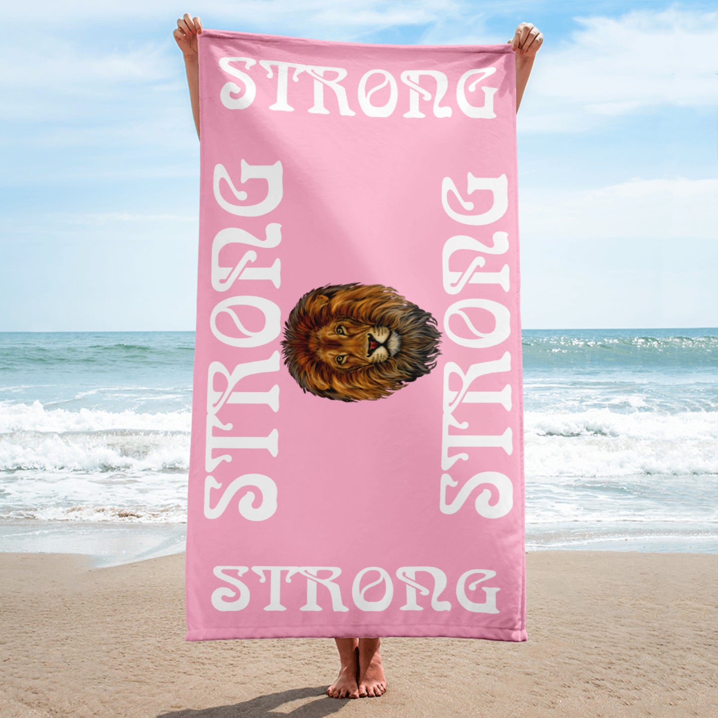 “STRONG”Cotton Candy Towel W/White Font