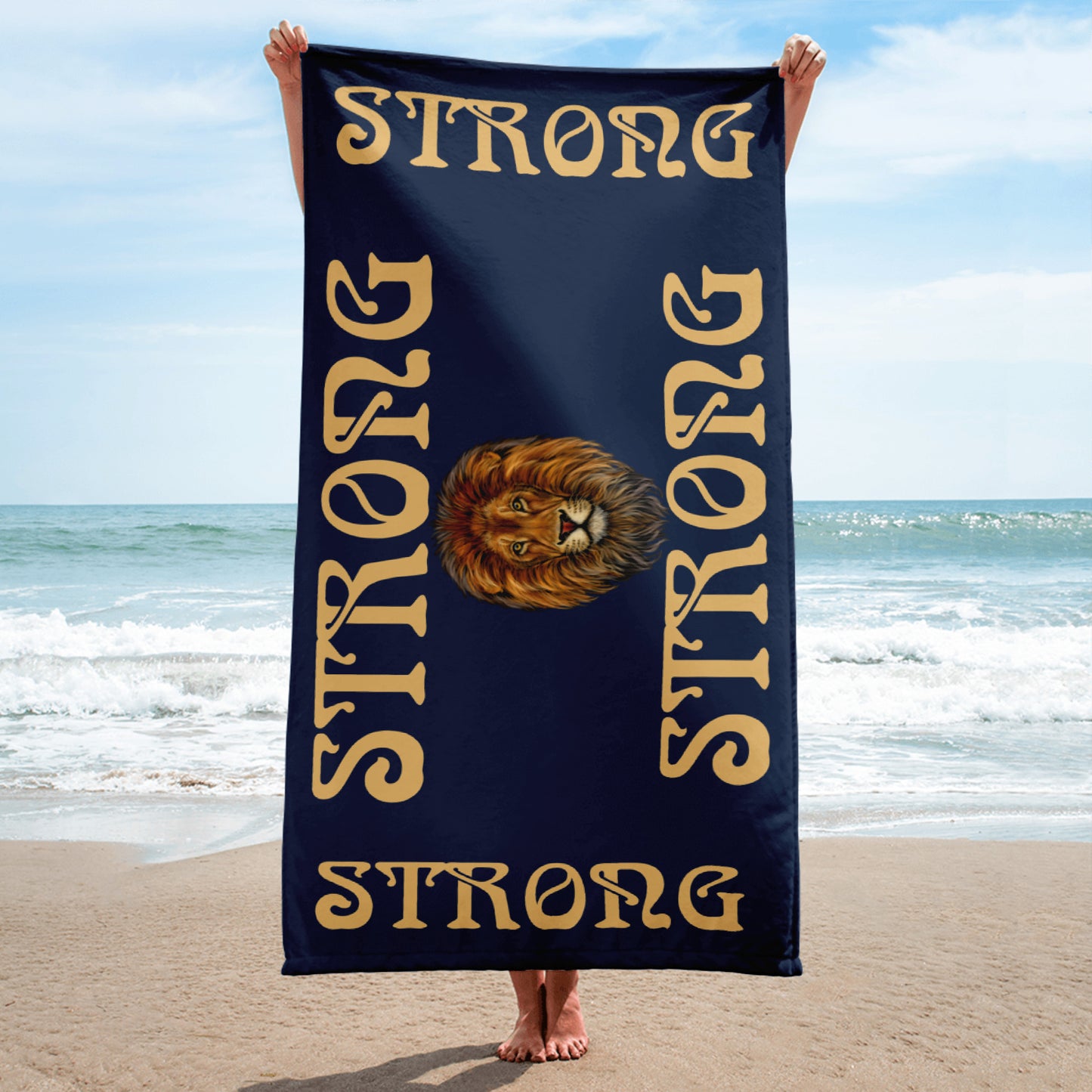 “STRONG”Navy Towel W/Fawn Font