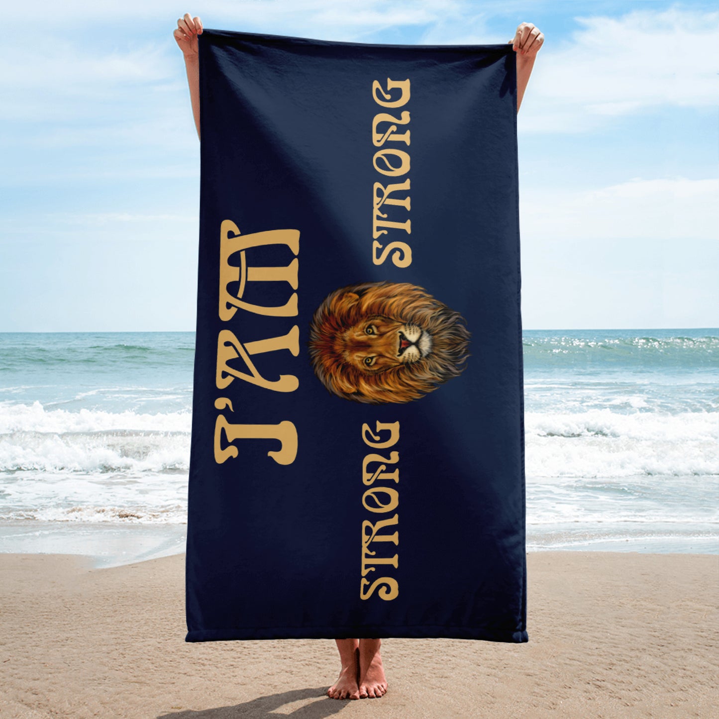 “I’AM STRONG!”Navy Towel W/Fawn Font
