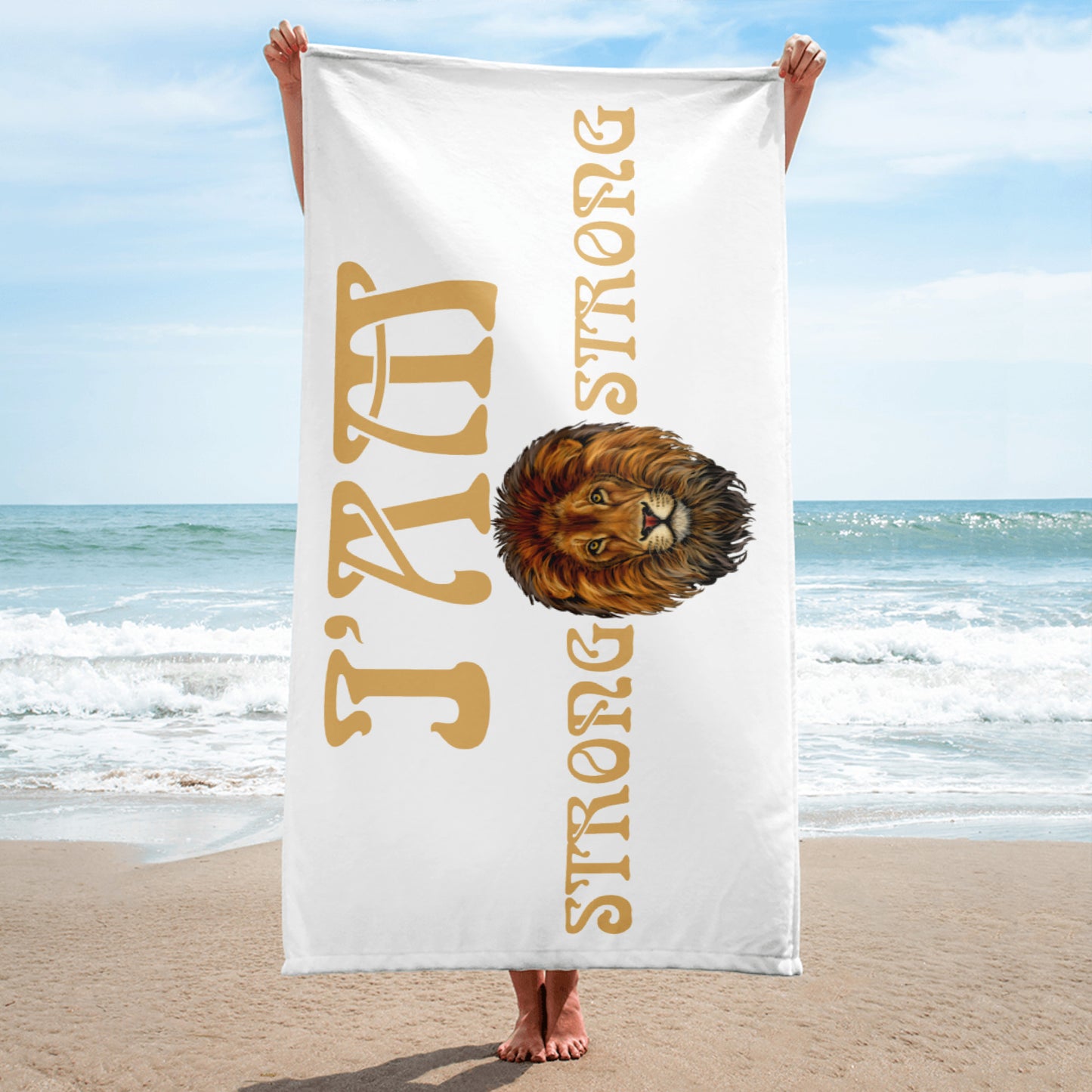 “I’AM STRONG!”White Towel W/Fawn Font