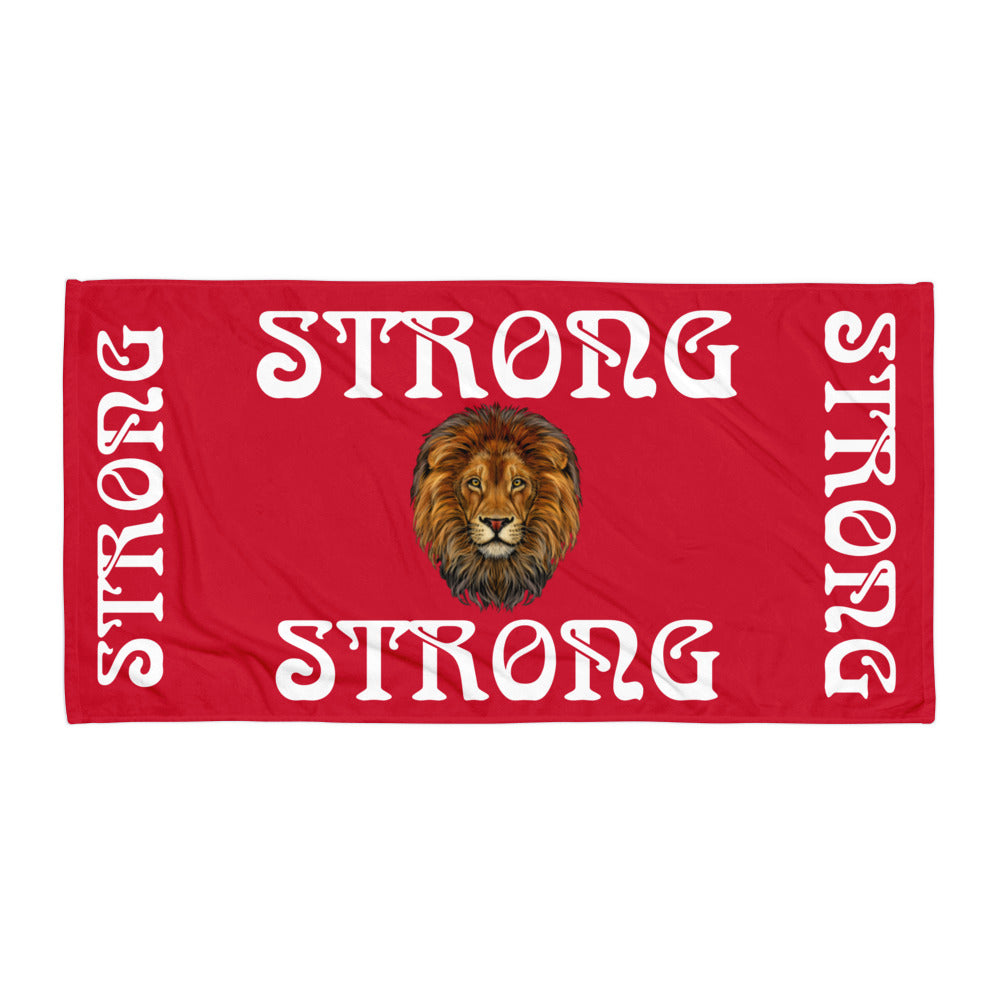 “STRONG”Red Towel W/White Font