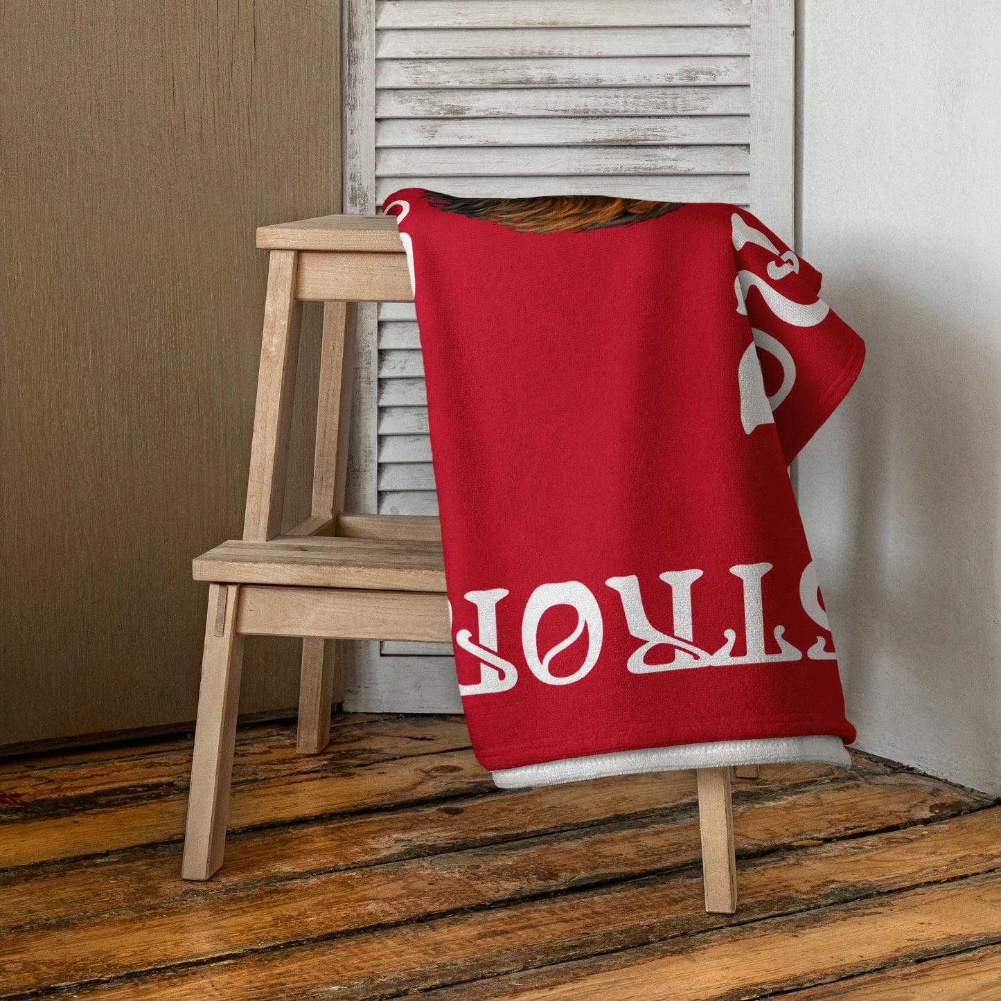 “STRONG”Red Towel W/White Font
