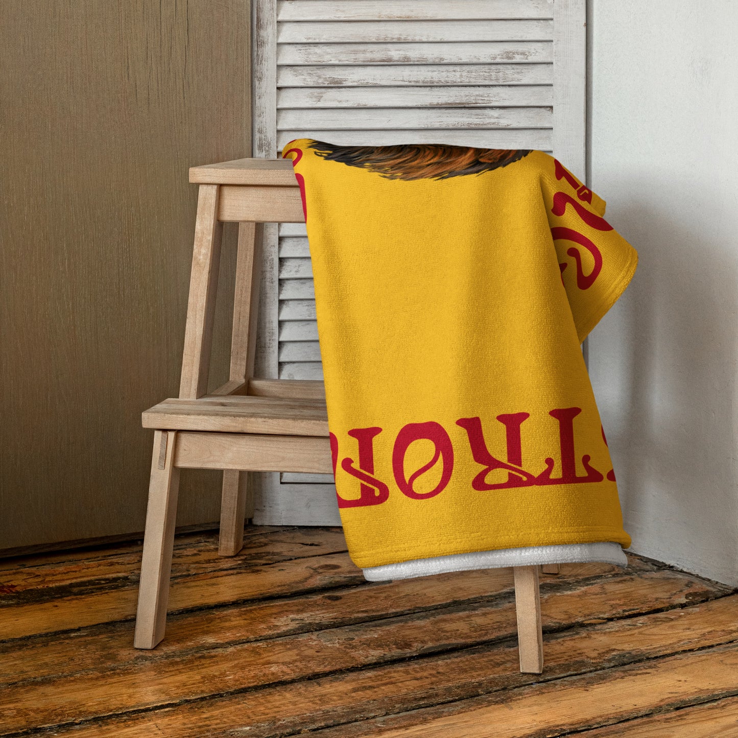 “STRONG”Yellow Towel W/Red Font