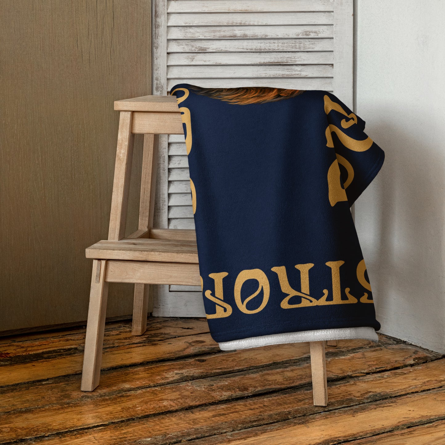 “STRONG”Navy Towel W/Fawn Font