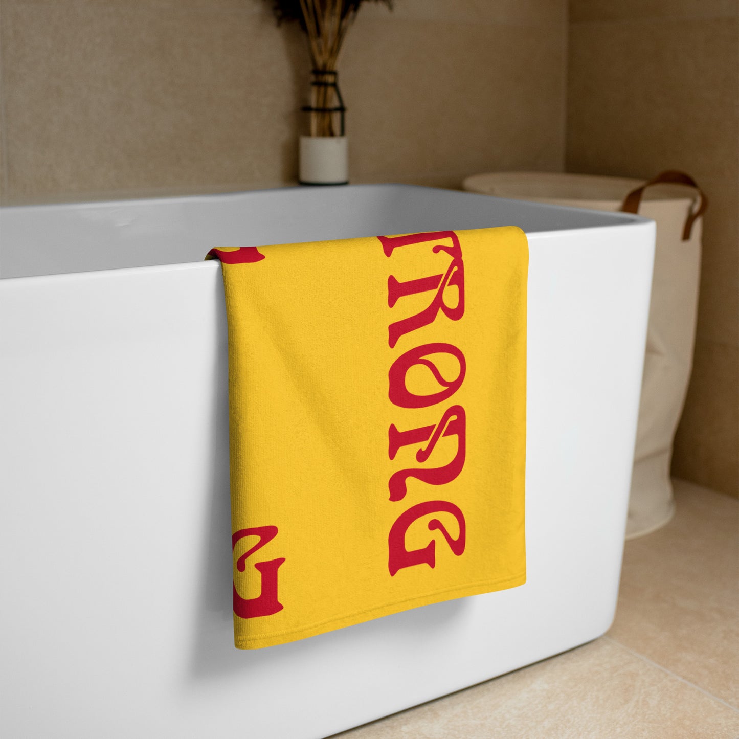 “STRONG”Yellow Towel W/Red Font