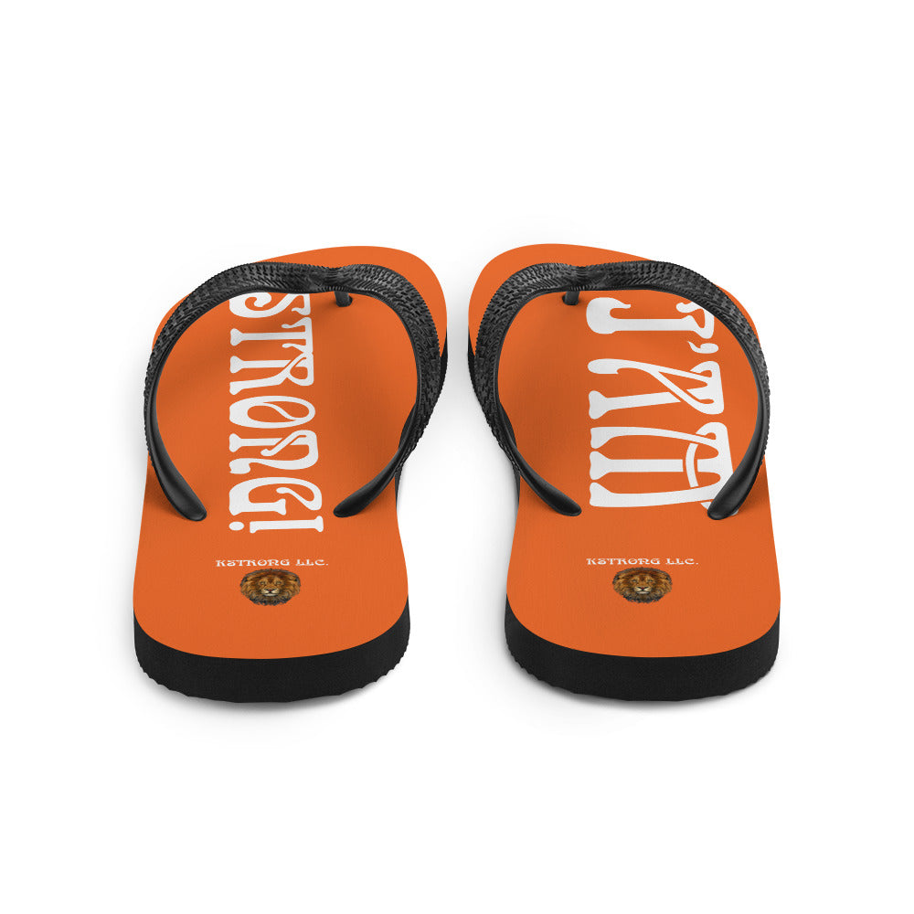 “I’AM STRONG!” Orange Unisex Flip-Flops W/White Font