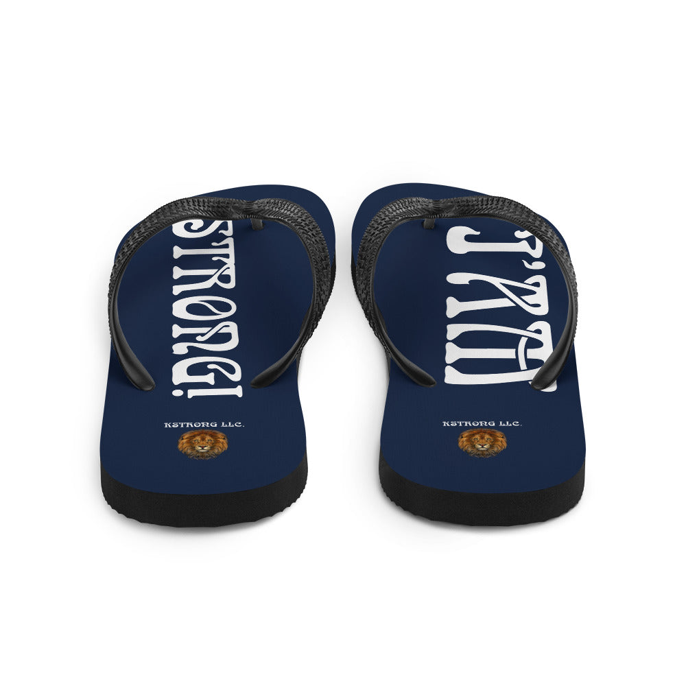 “I’AM STRONG!” Navy Unisex Flip-Flops W/White Font