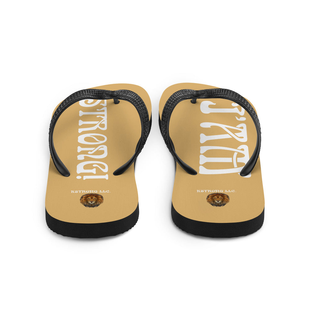 “I’AM STRONG!” Fawn Unisex Flip-Flops W/White Font