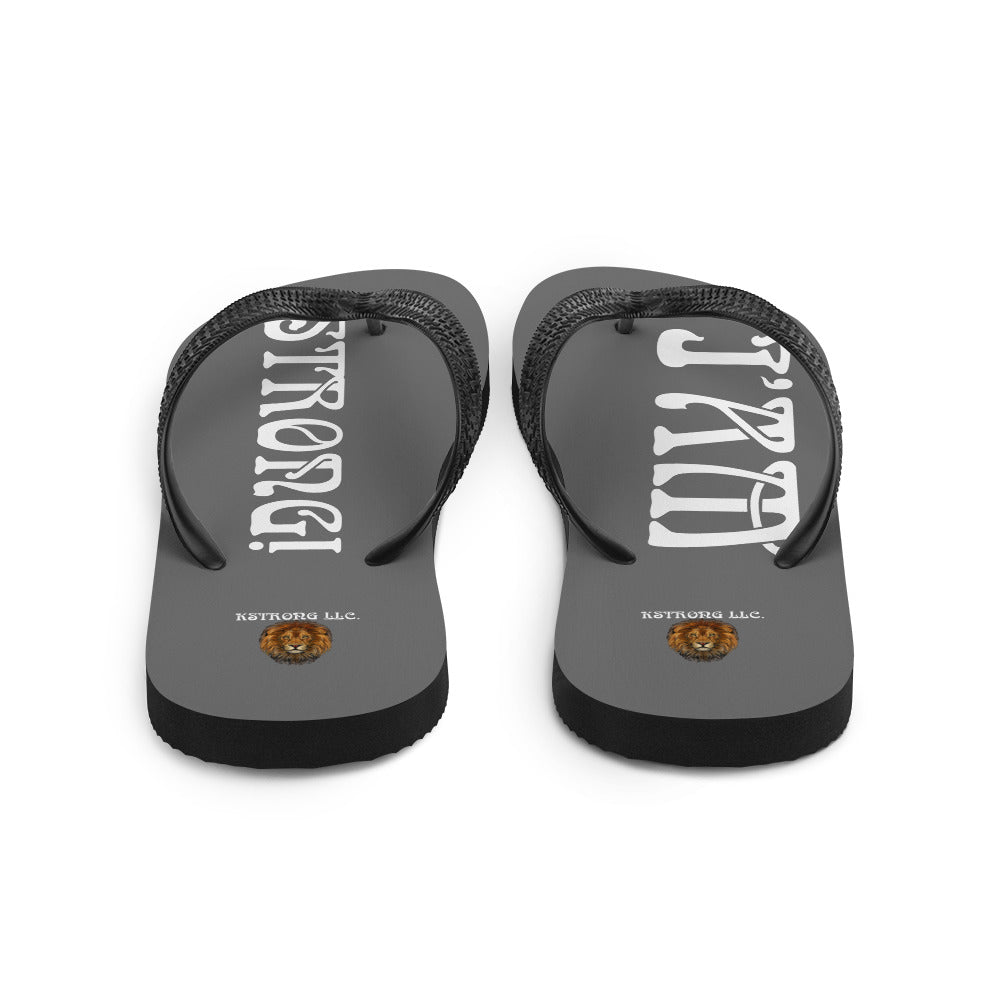 “I’AM STRONG!” Grey Unisex Flip-Flops W/White Font