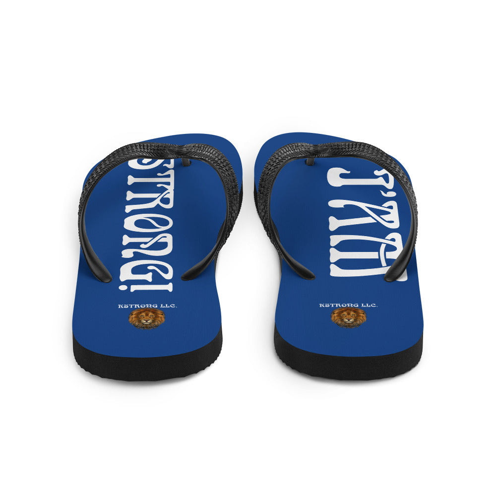 “I’AM STRONG!” Blue Unisex Flip-Flops W/White Font