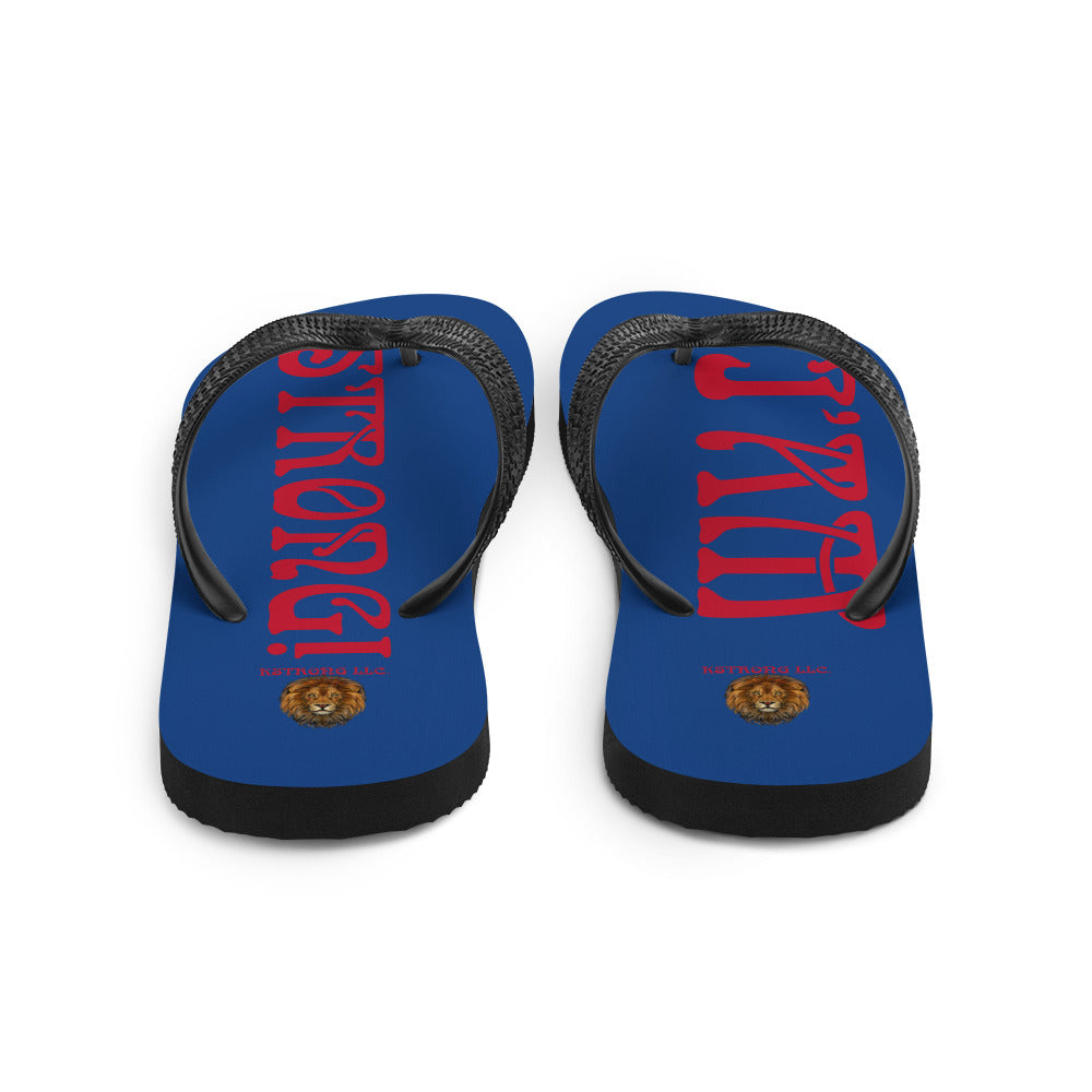 “I’AM STRONG!” Blue Unisex Flip-Flops W/Red Font