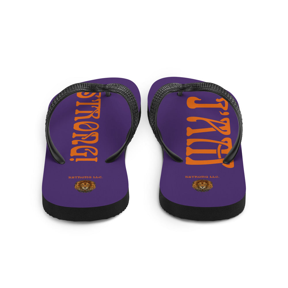 “I’AM STRONG!” Purple Unisex Flip-Flops W/Orange Font