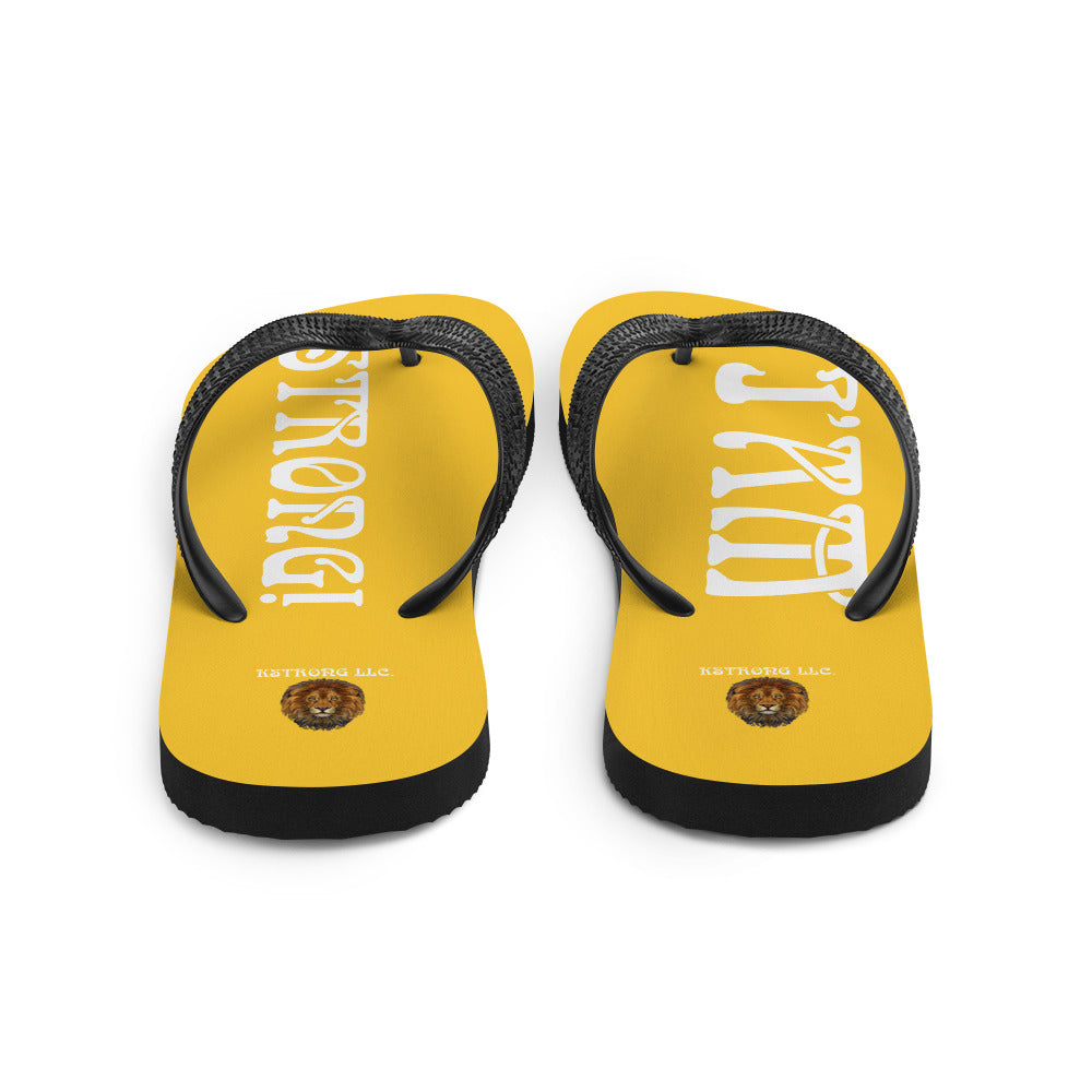 “I’AM STRONG!” Yellow Unisex Flip-Flops W/White Font