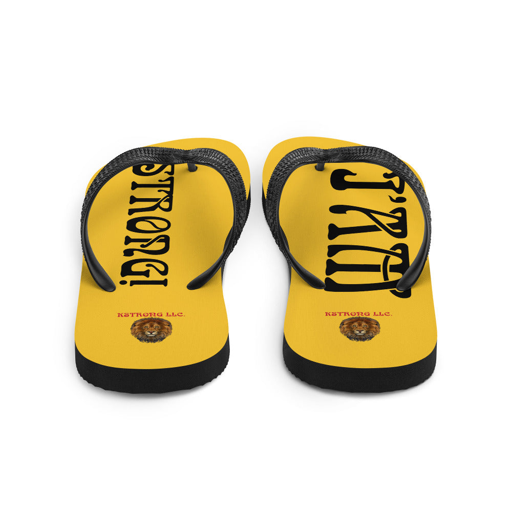 “I’AM STRONG!” Yellow Unisex Flip-Flops W/Black Font