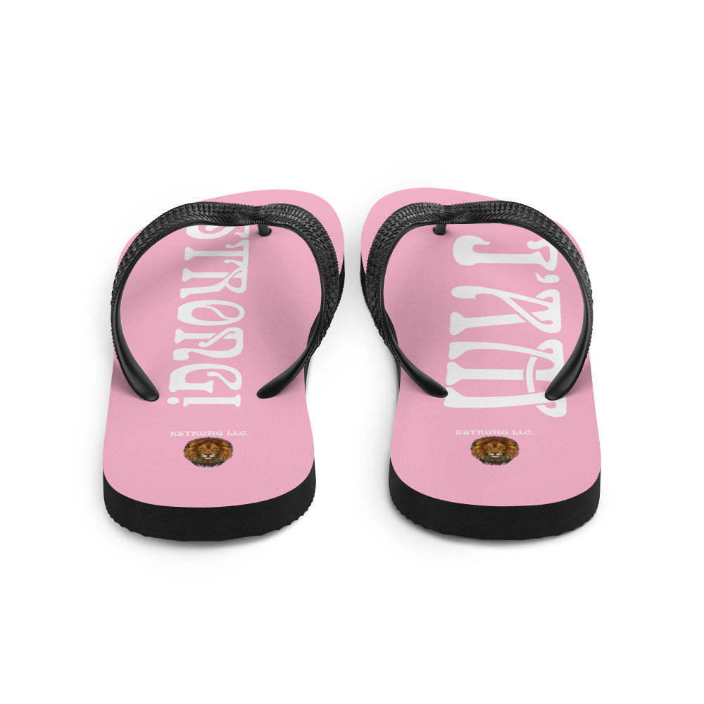 “I’AM STRONG!” Cotton Candy Unisex Flip-Flops W/White Font