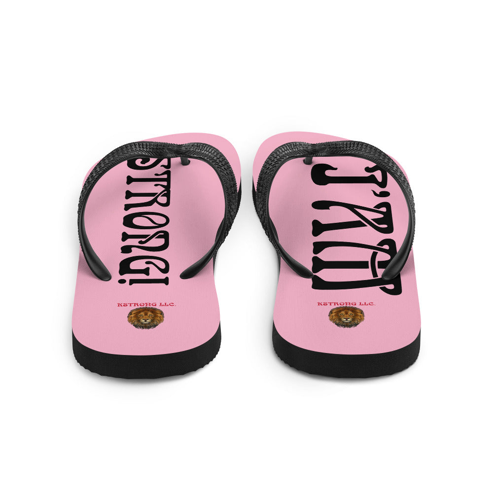 “I’AM STRONG!” Cotton Candy Unisex Flip-Flops W/Black Font