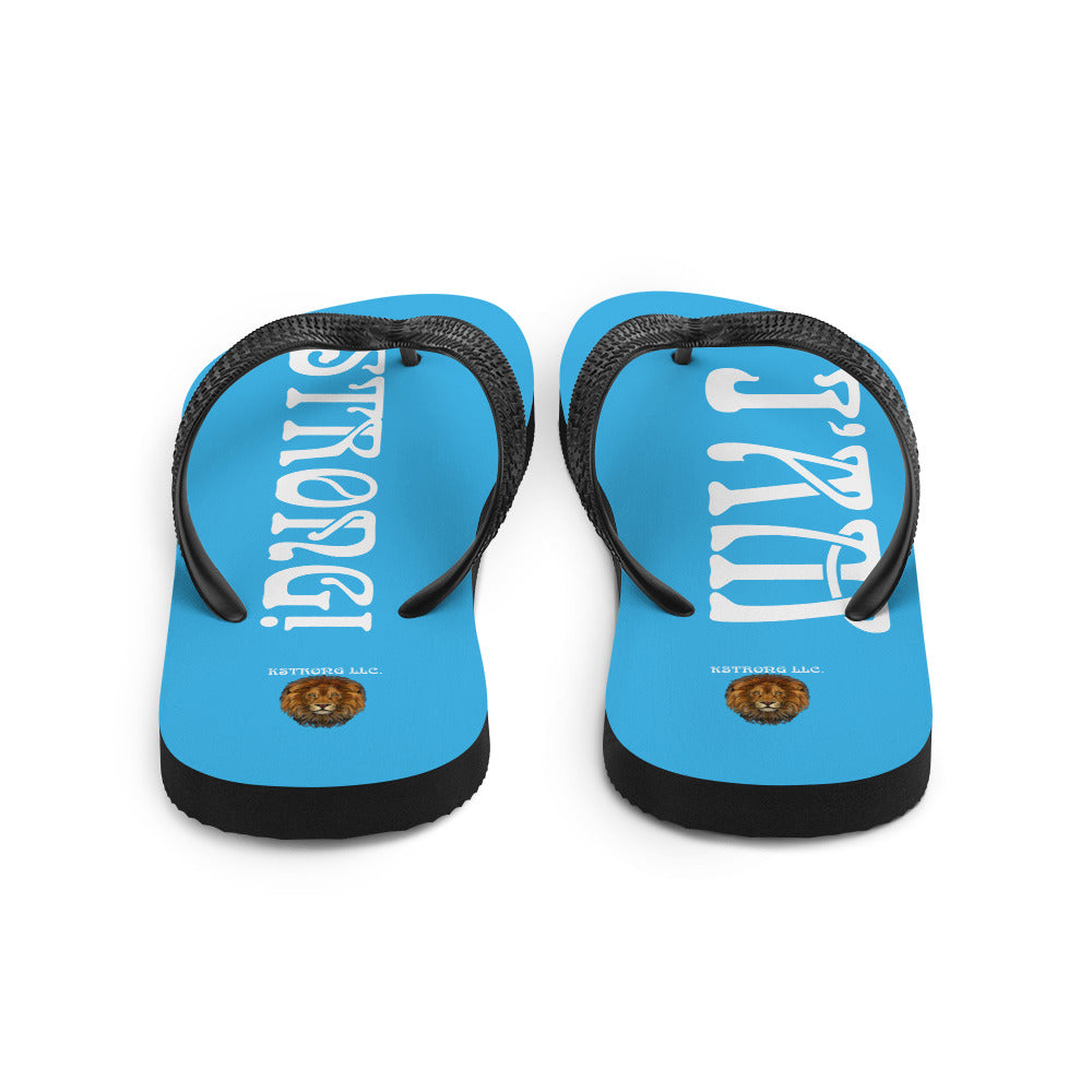 “I’AM STRONG!” SkyBlue Unisex Flip-Flops W/White Font