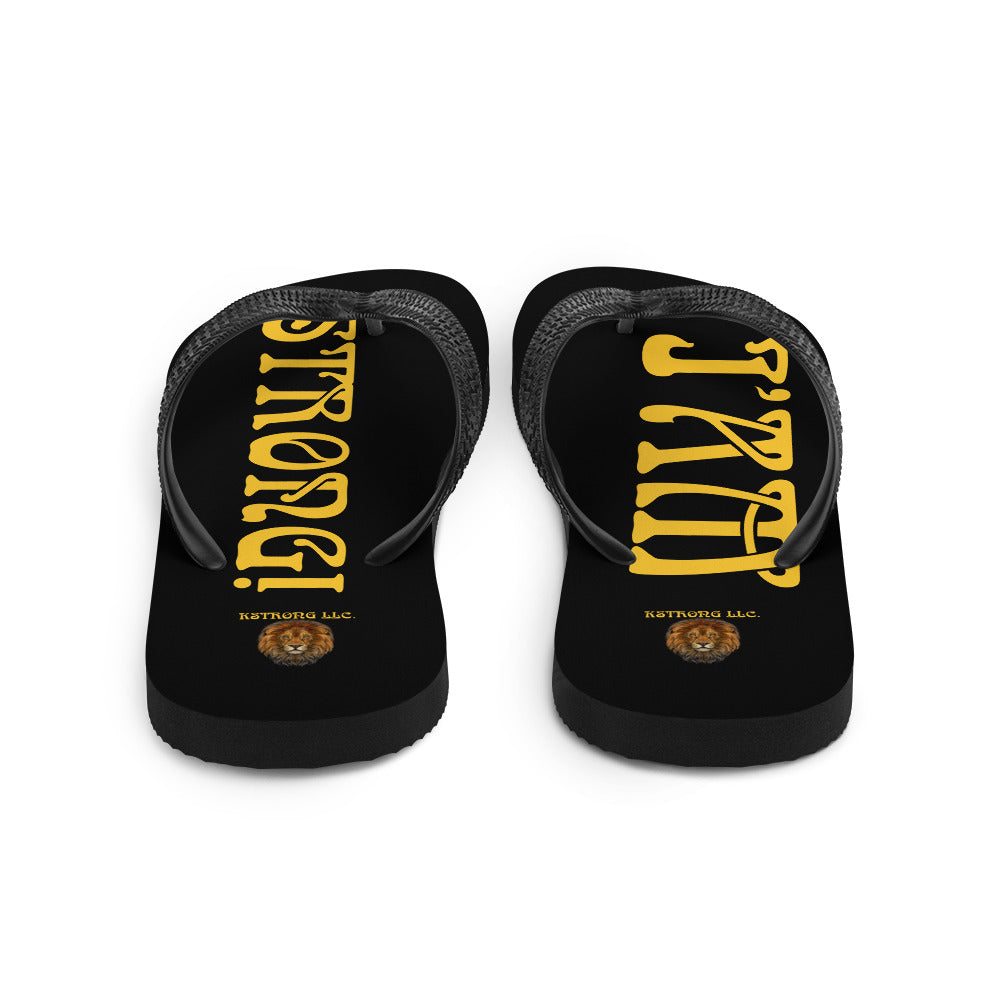 “I’AM STRONG!” Black Unisex Flip-Flops W/Yellow Font