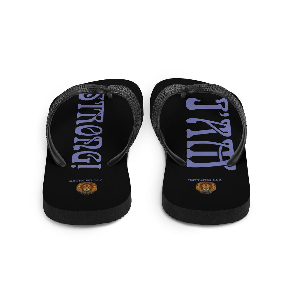 “I’AM STRONG!” Black Unisex Flip-Flops W/Purple Font