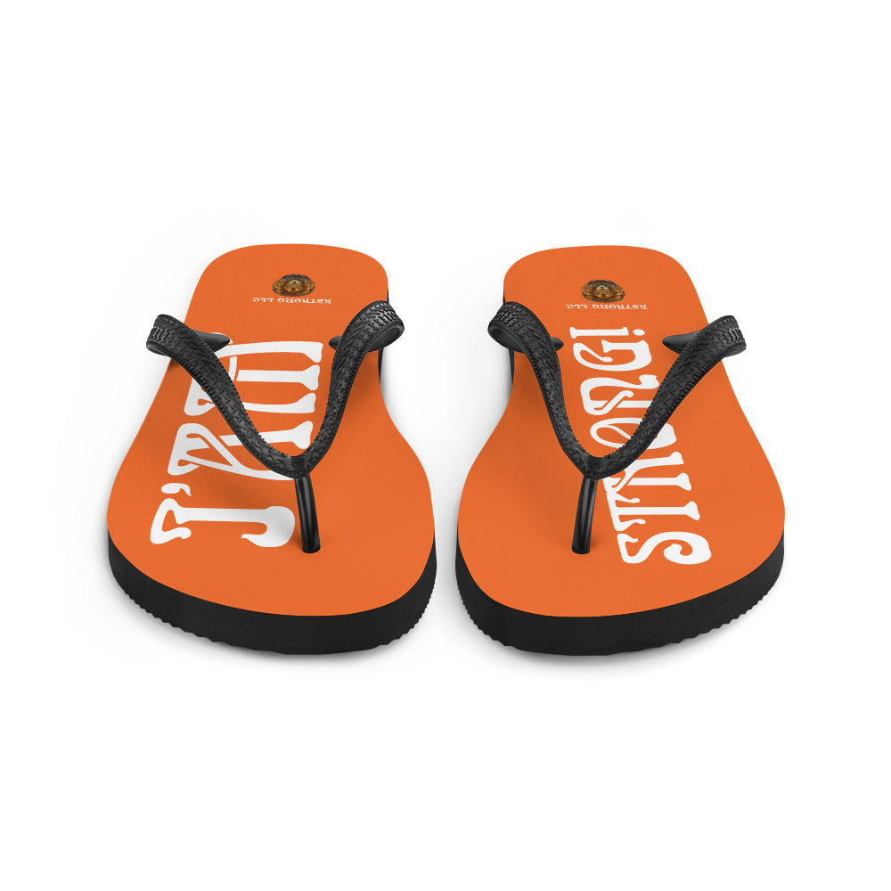 “I’AM STRONG!” Orange Unisex Flip-Flops W/White Font