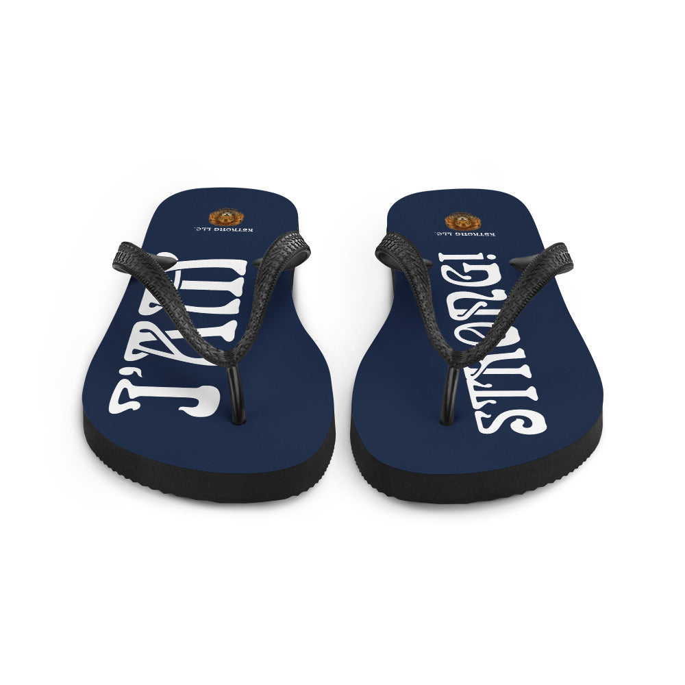 “I’AM STRONG!” Navy Unisex Flip-Flops W/White Font