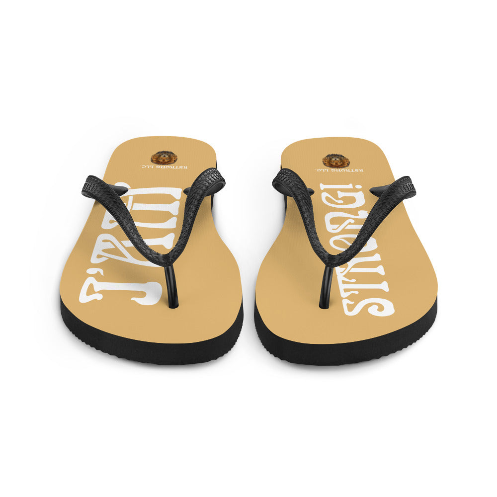 “I’AM STRONG!” Fawn Unisex Flip-Flops W/White Font