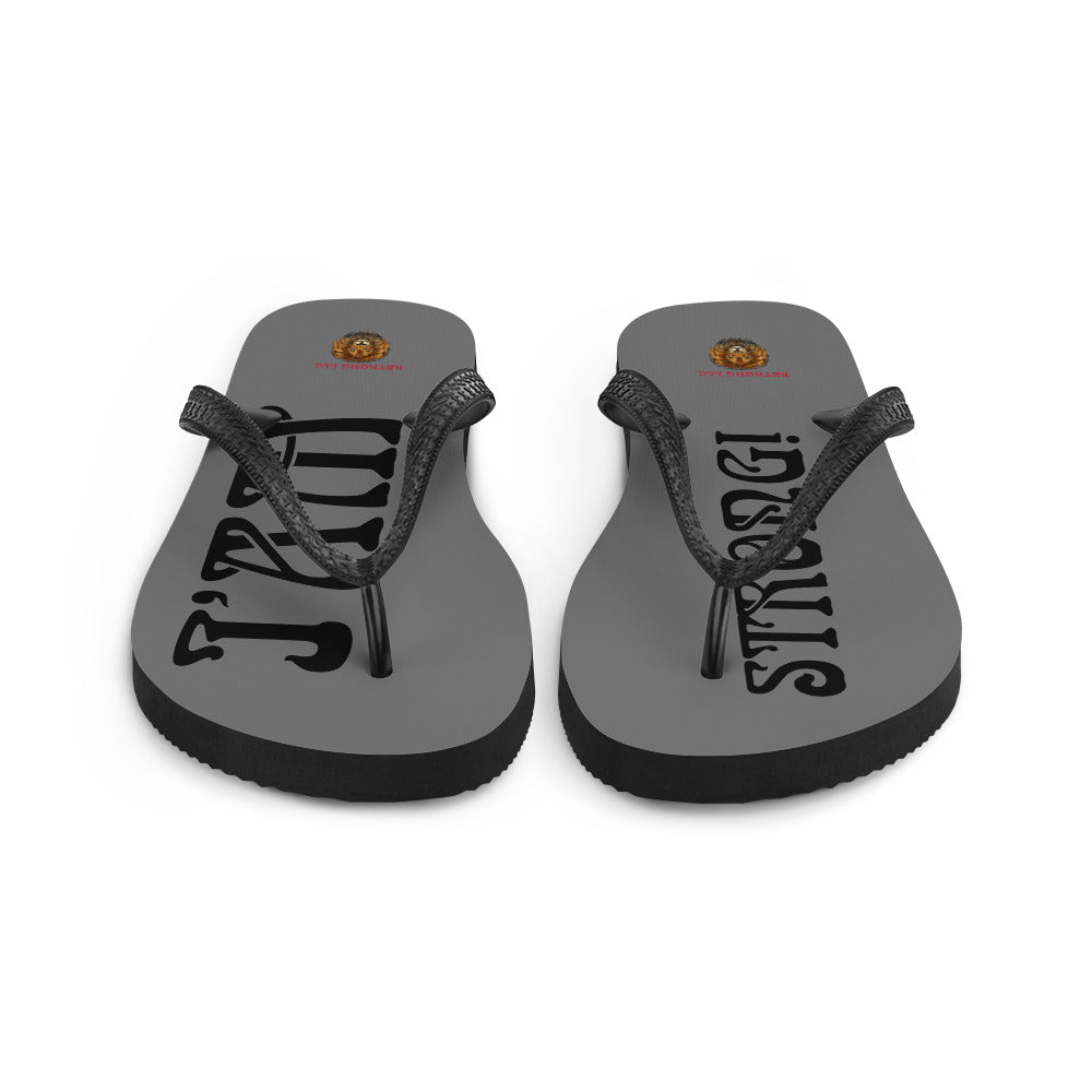 “I’AM STRONG!” Grey Unisex Flip-Flops W/Black Font