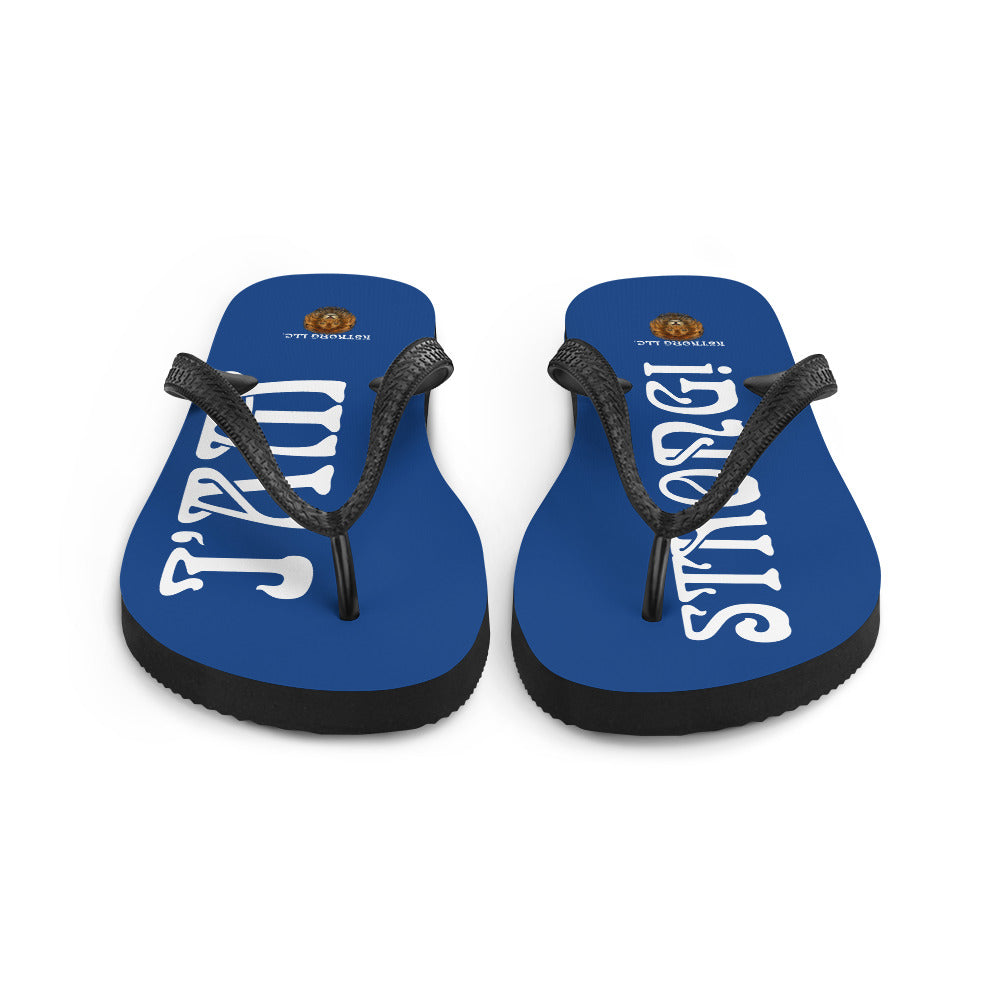 “I’AM STRONG!” Blue Unisex Flip-Flops W/White Font