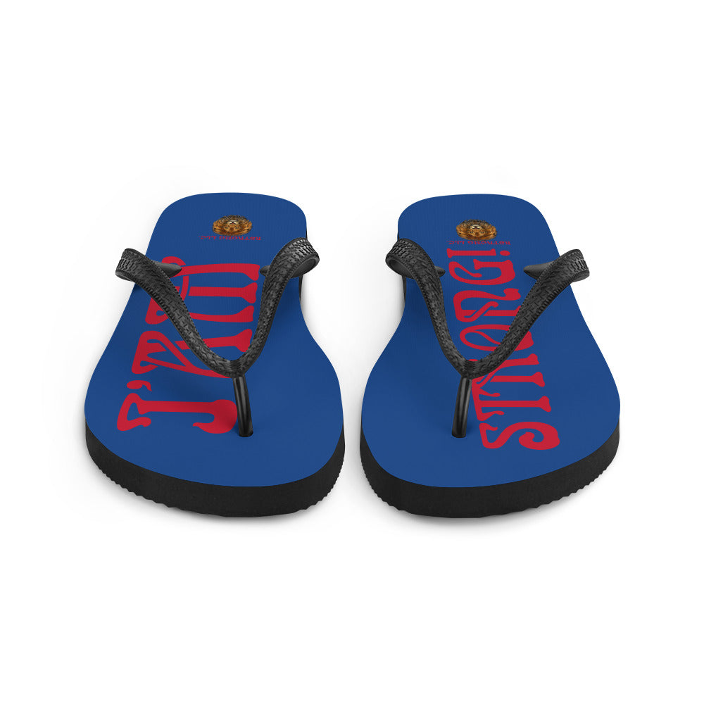 “I’AM STRONG!” Blue Unisex Flip-Flops W/Red Font
