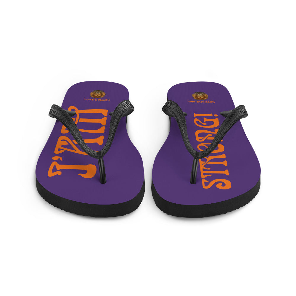 “I’AM STRONG!” Purple Unisex Flip-Flops W/Orange Font