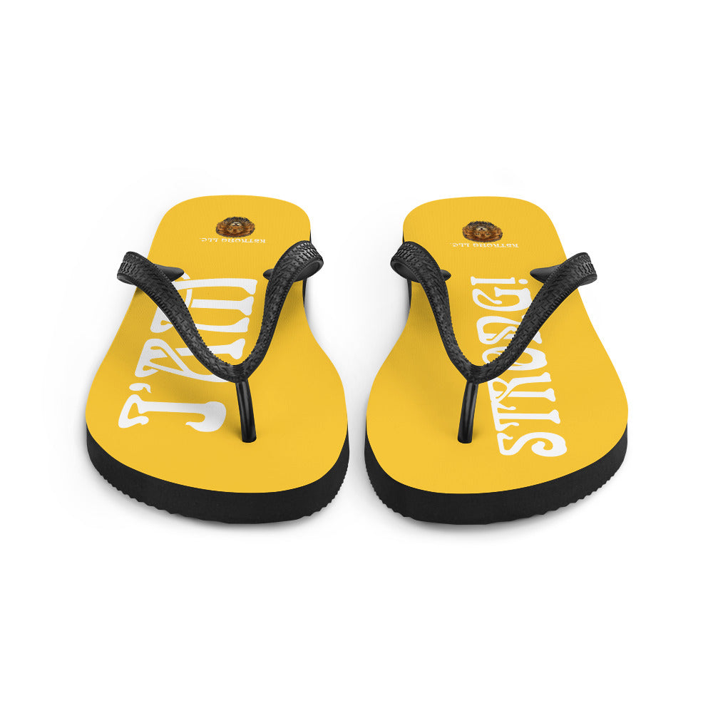“I’AM STRONG!” Yellow Unisex Flip-Flops W/White Font