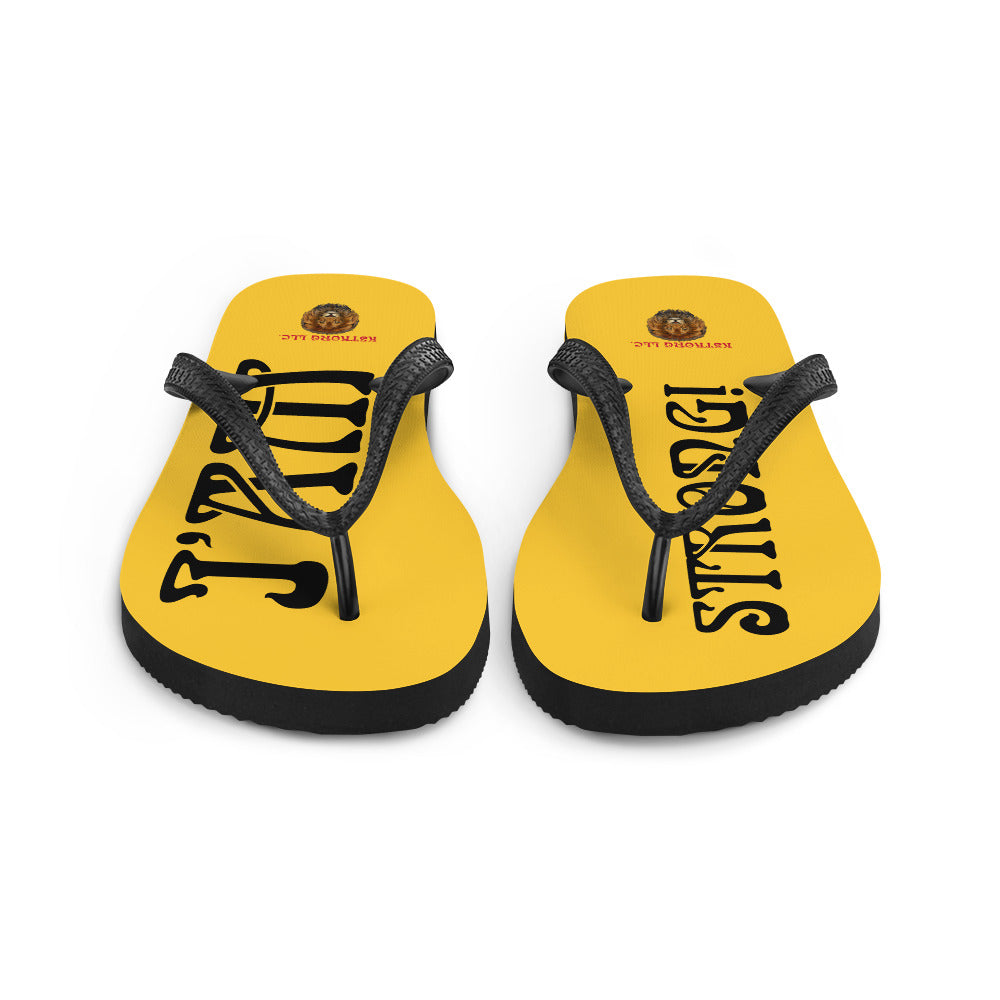 “I’AM STRONG!” Yellow Unisex Flip-Flops W/Black Font