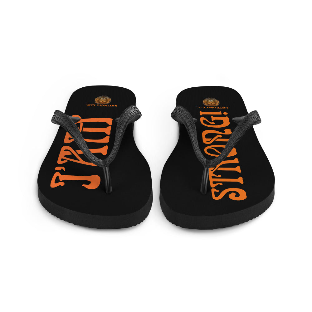 “I’AM STRONG!” Black Unisex Flip-Flops W/Orange Font