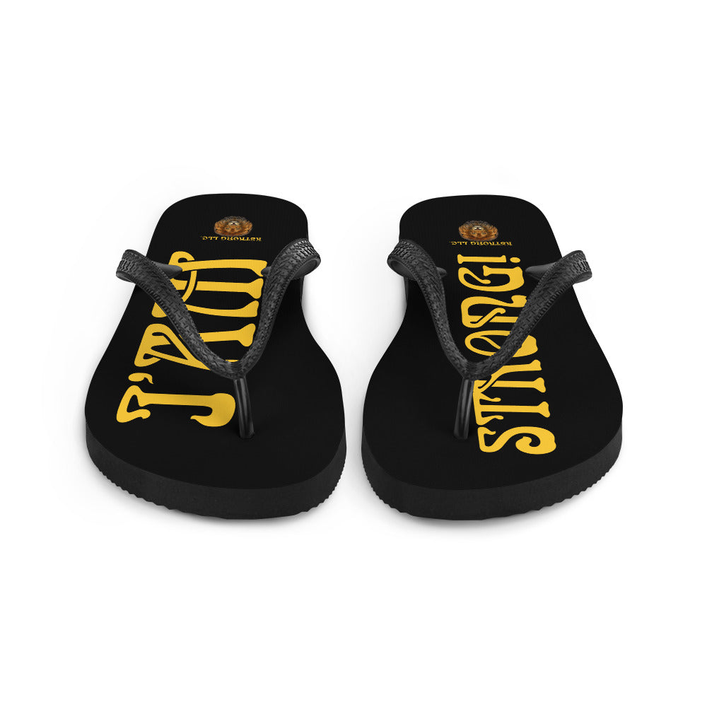 “I’AM STRONG!” Black Unisex Flip-Flops W/Yellow Font